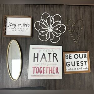 Modern Wall Decor Set with White and Gold Accents